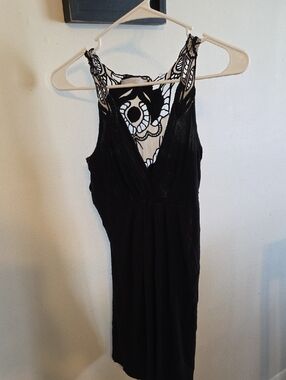 Charlotte Russe Black and White Lace-Detail Dress